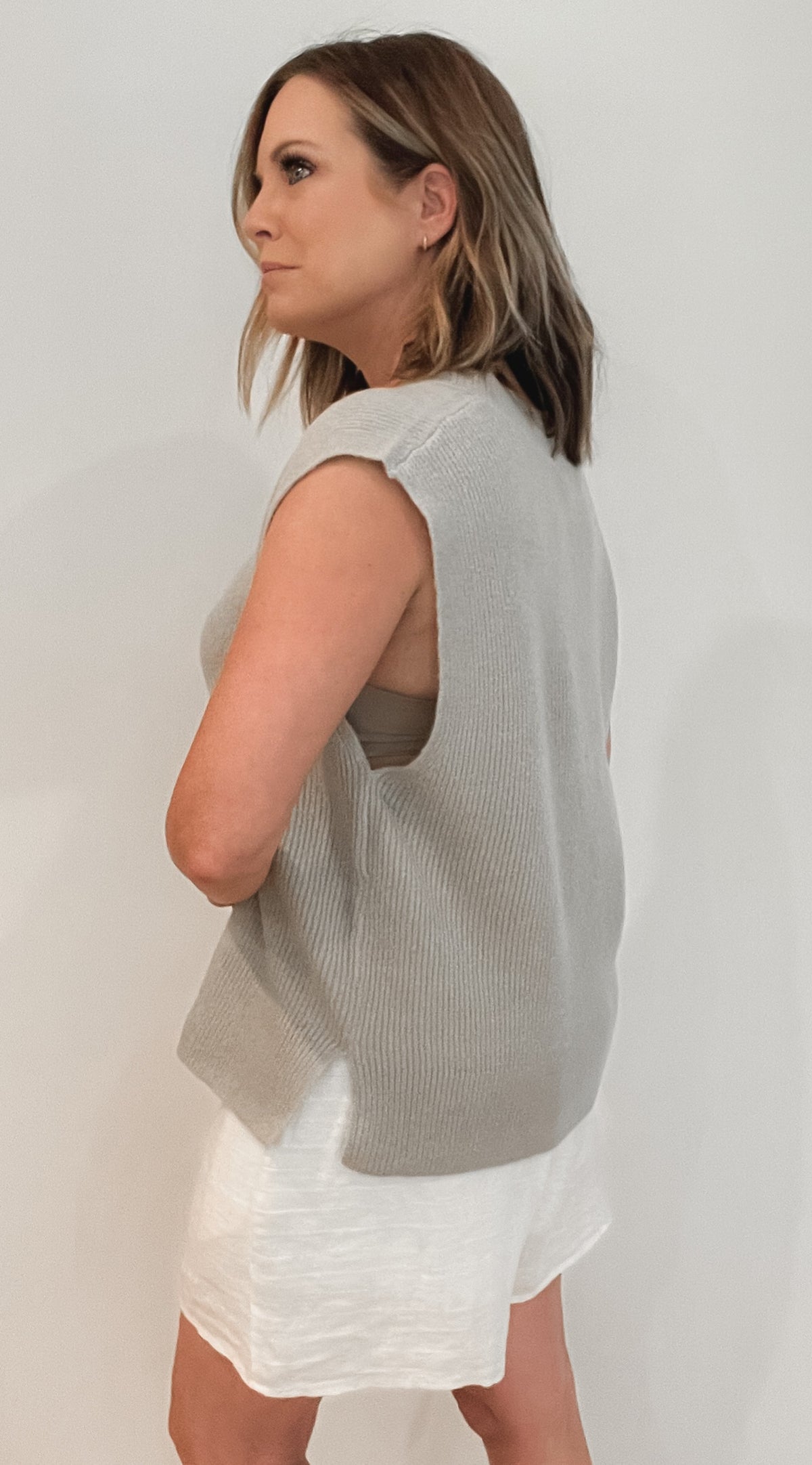 Lafayette Vest Top-Heather Oatmeal