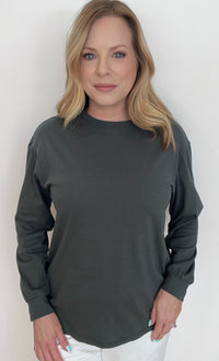 The Perfect Cotton Long Sleeve Tee-Dusk Green