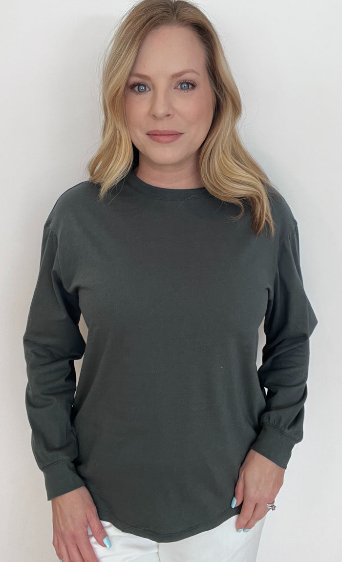 The Perfect Cotton Long Sleeve Tee-Dusk Green