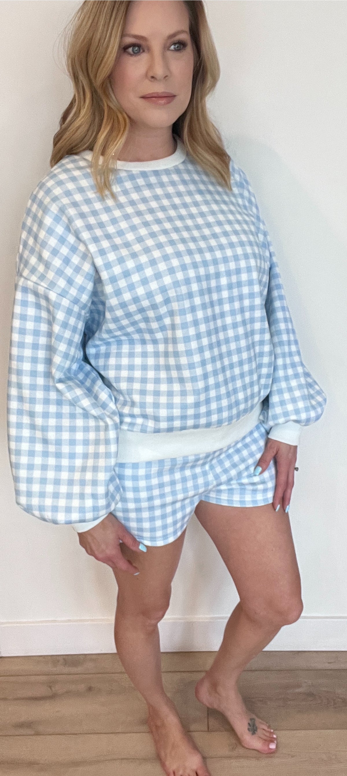 Sunday Gingham Lounge Set-Blue