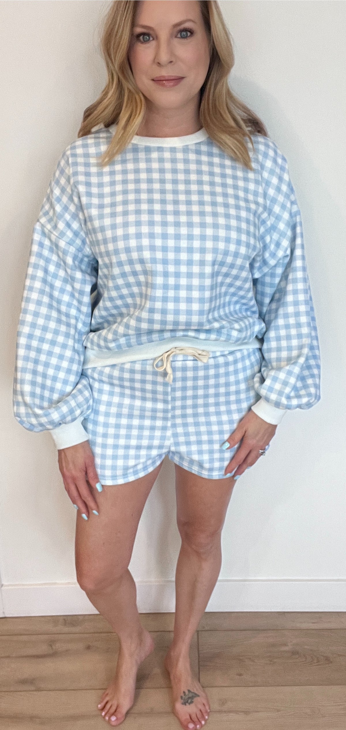 Sunday Gingham Lounge Set-Blue