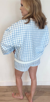 Sunday Gingham Lounge Set-Blue