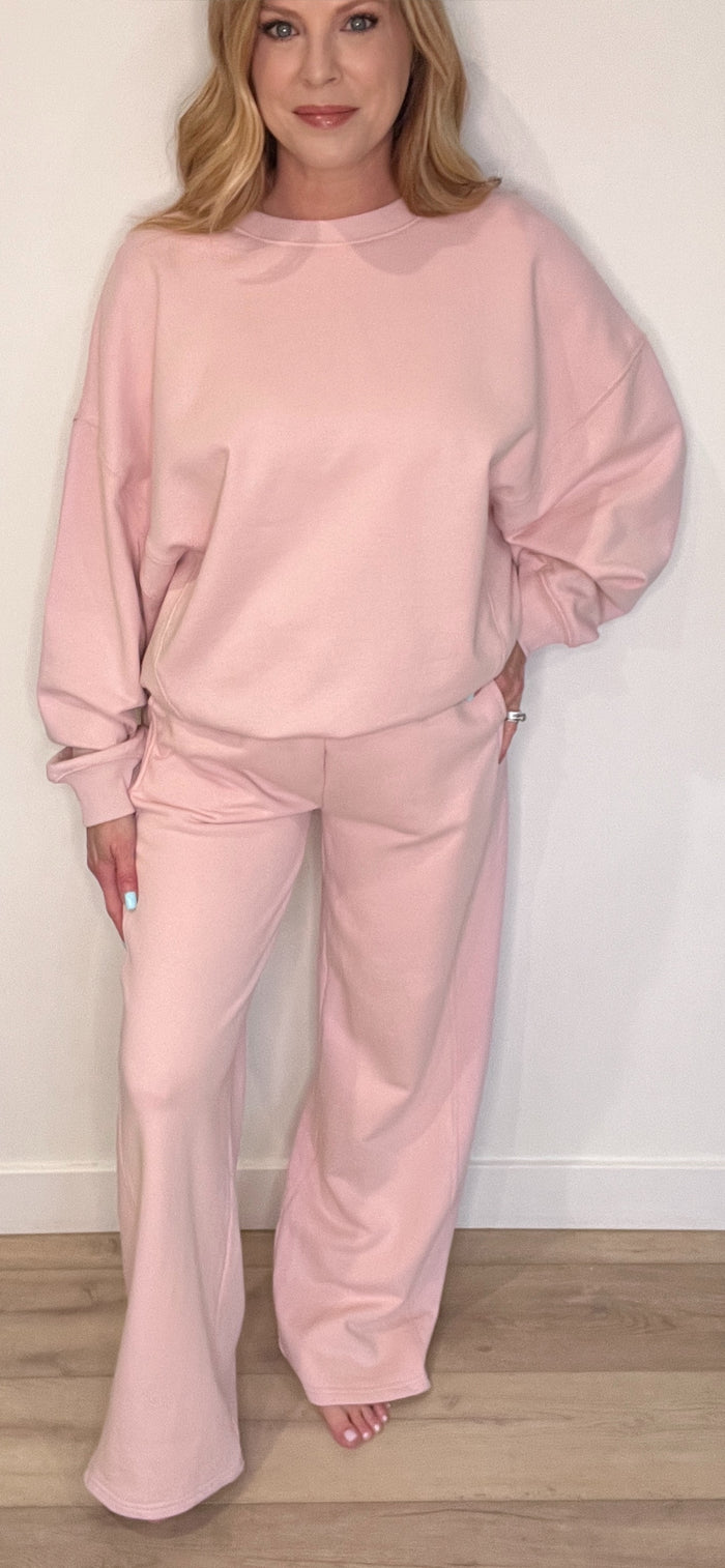 The Lounge Cotton Sweatpants-Pink