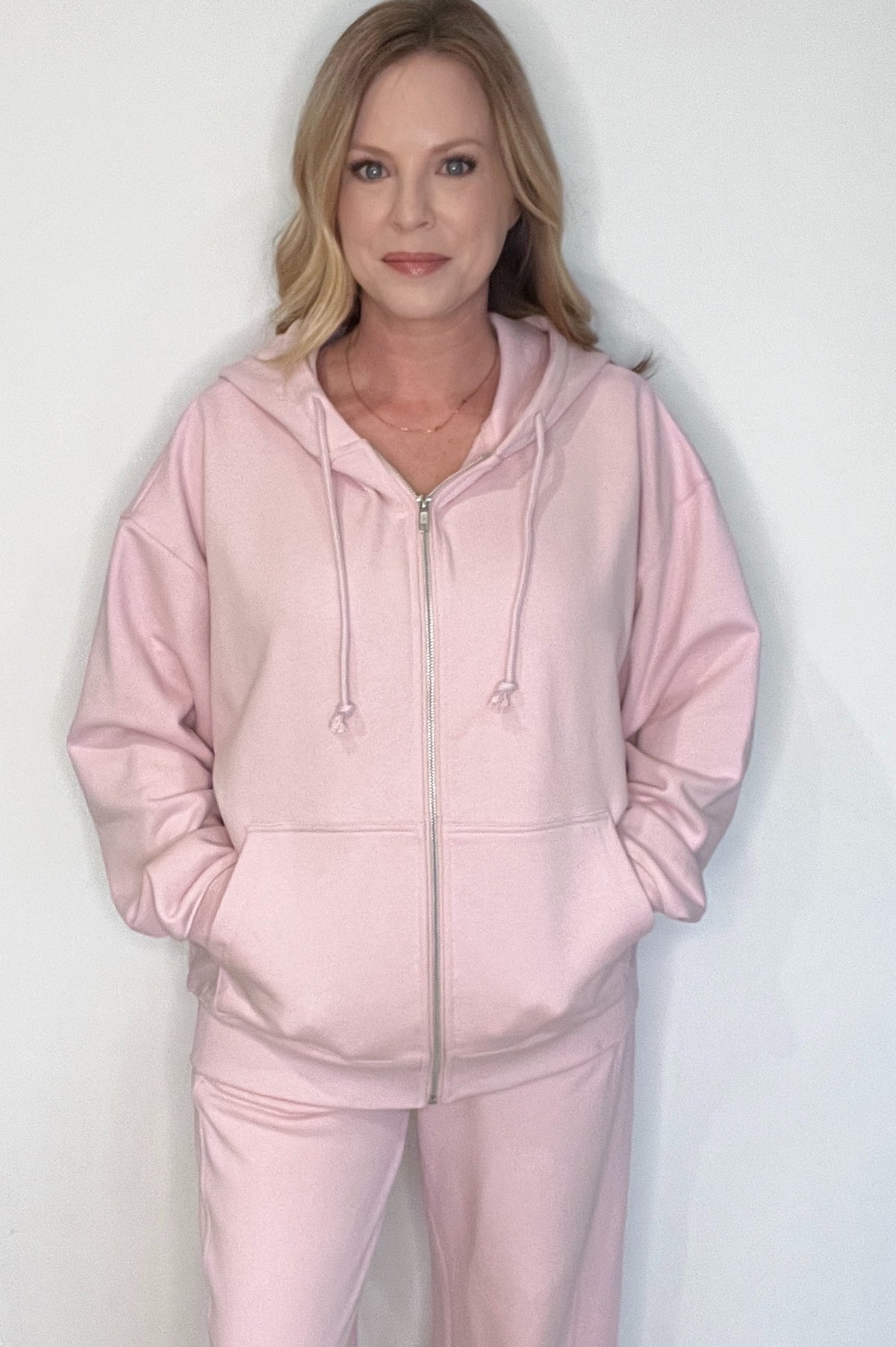 The Lounge Cotton Hoodie-Pink