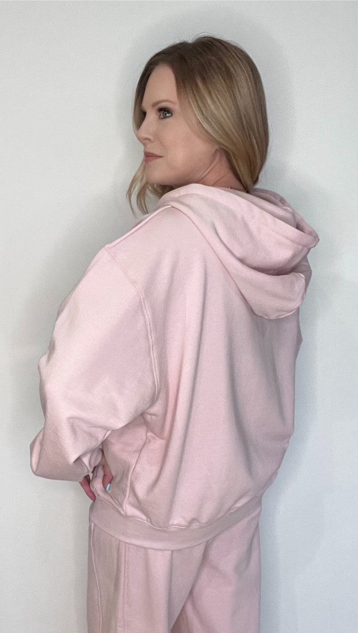 The Lounge Cotton Hoodie-Pink