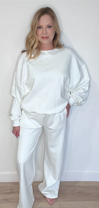 The Lounge Cotton Sweatpants-White