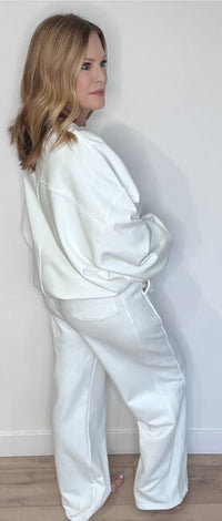 The Lounge Cotton Sweatpants-White