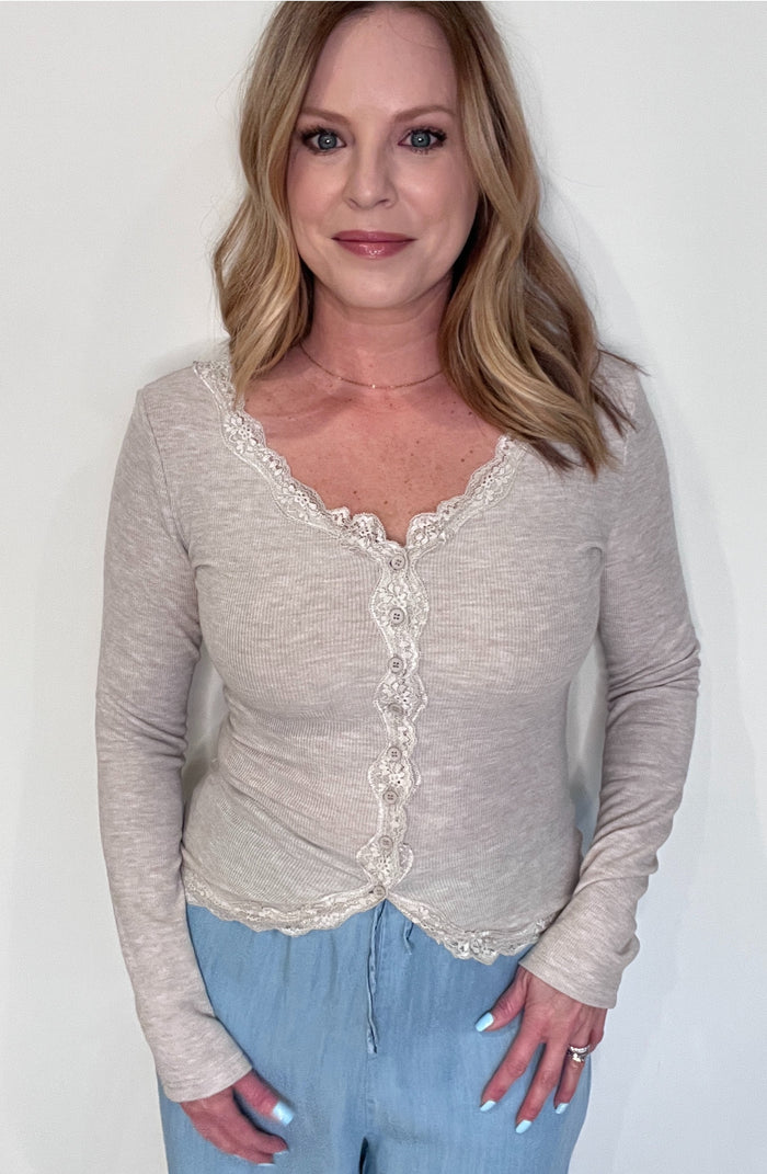 Harbor Lace Top-Oatmeal
