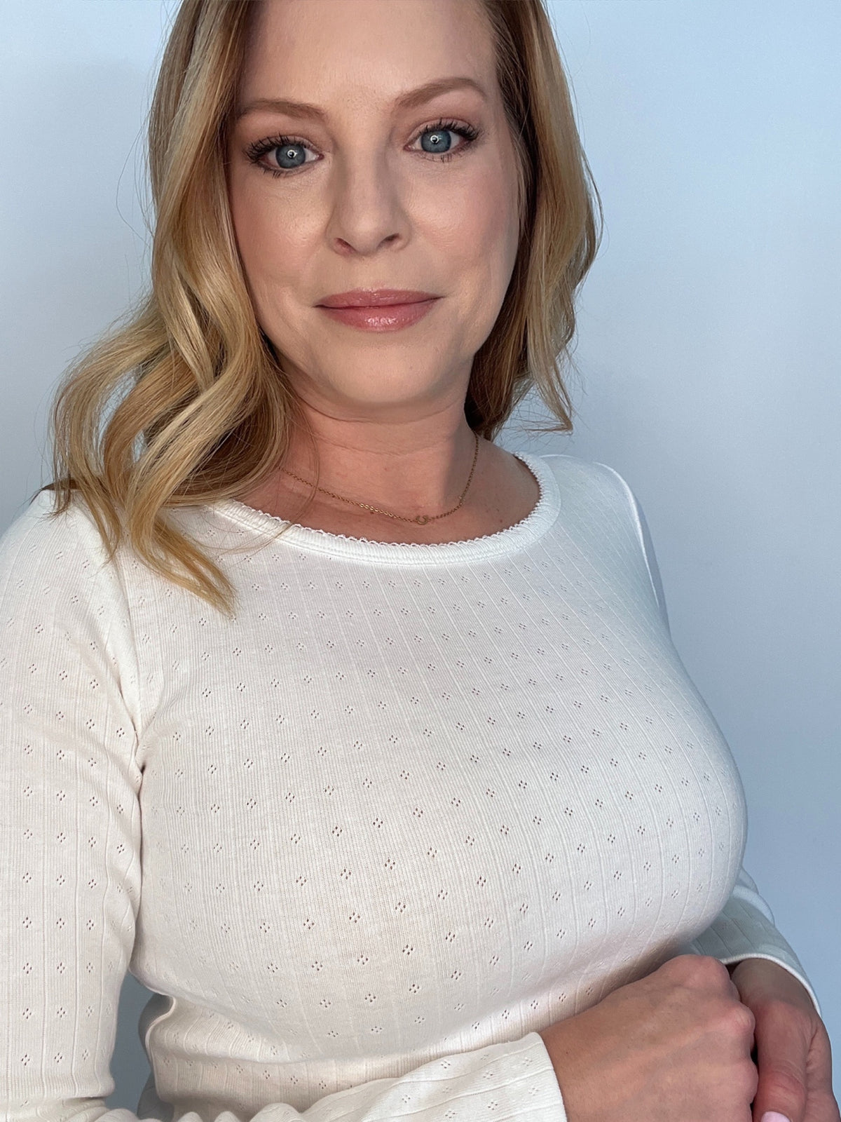 Polly Pointelle Top-White