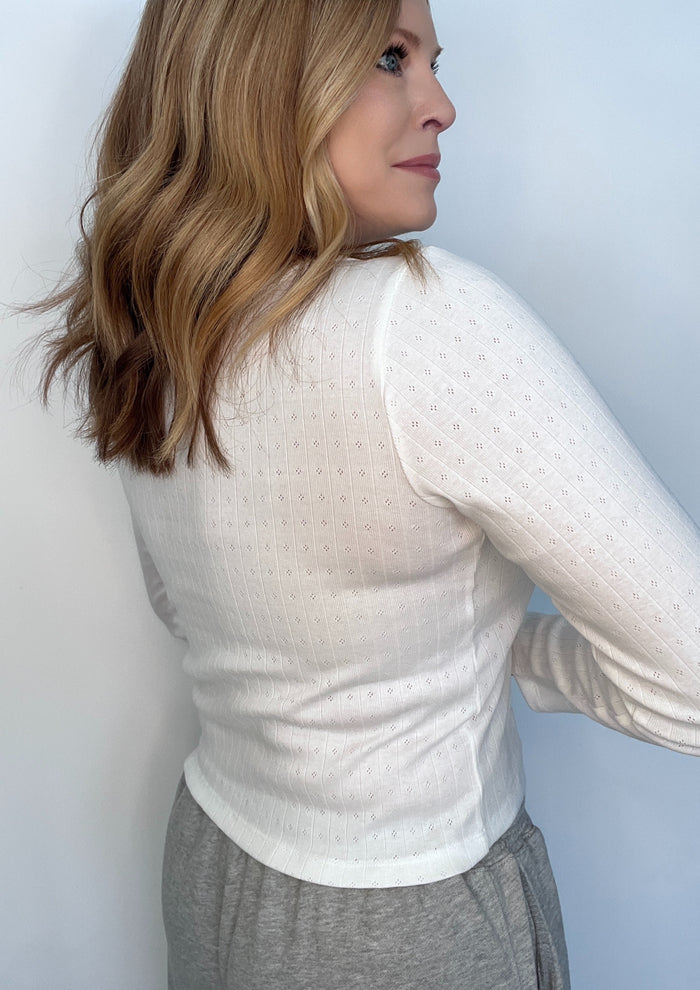 Polly Pointelle Top-White