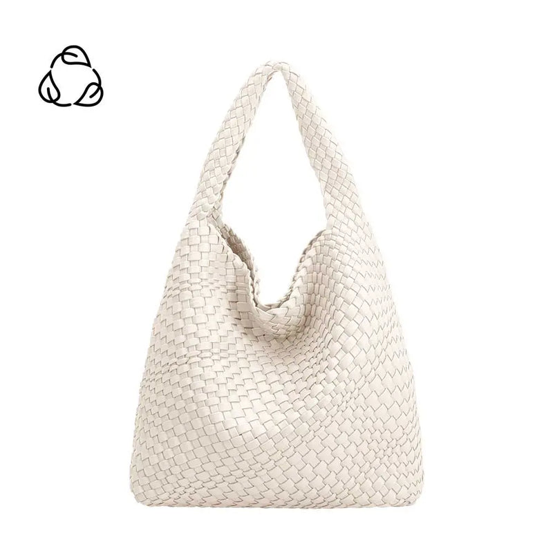 Johanna Woven Vegan Leather Tote-White