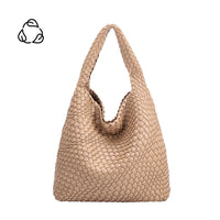 Johanna Woven Vegan Leather Tote-Nude