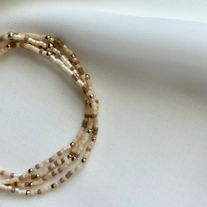 Beaded Stretch Bracelet-Beach Beige