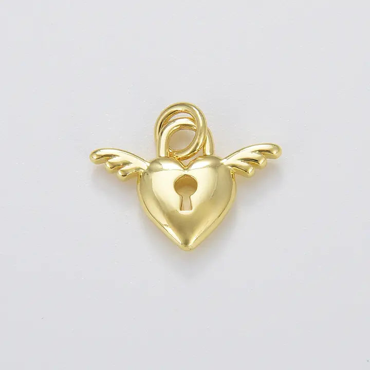 Heart Lock Wings Charm