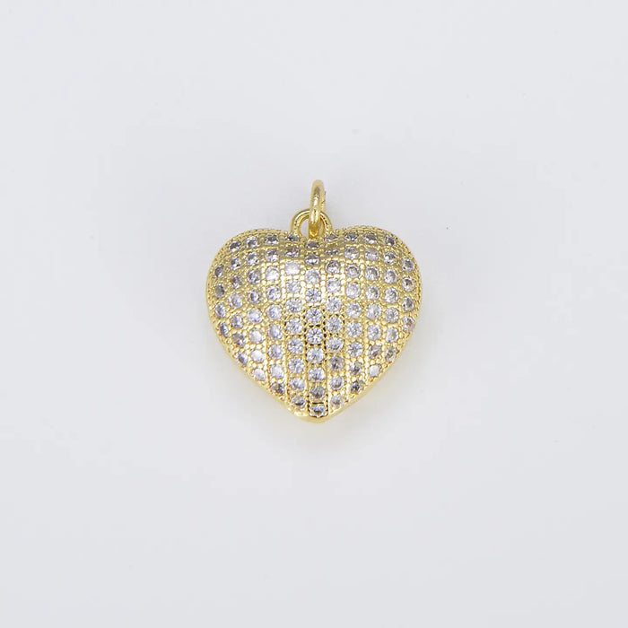 CZ Puffy Heart Charm