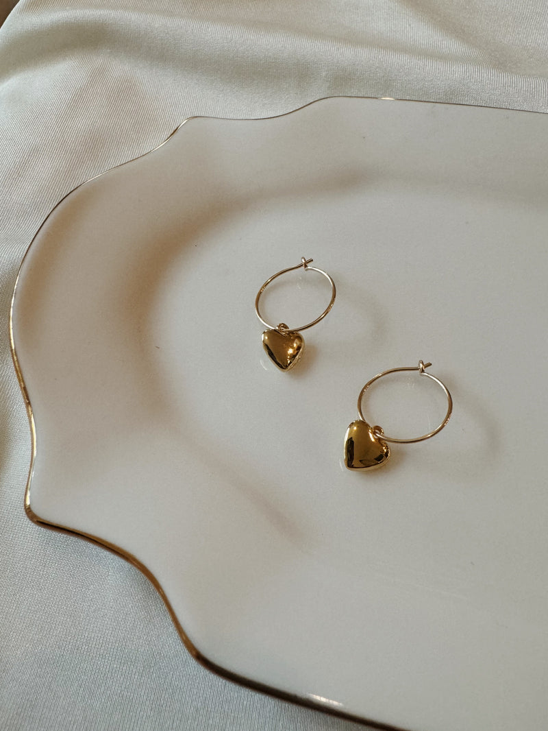 Puffy Heart Hoop Earring