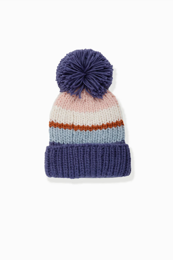 Pompom Hat-Blue Multi