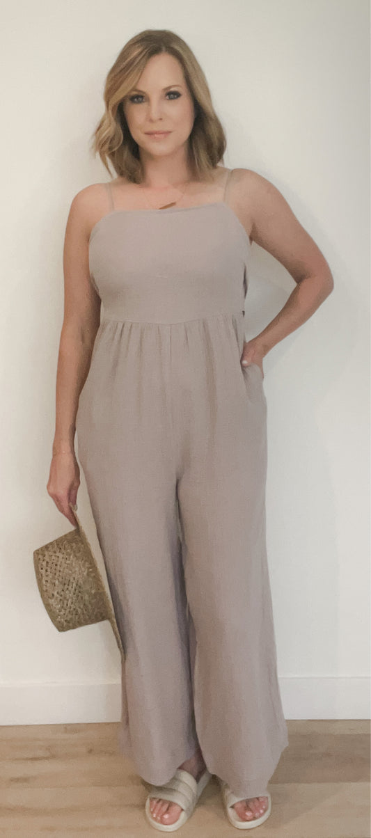 Haze Back Tie Cotton Jumpsuit