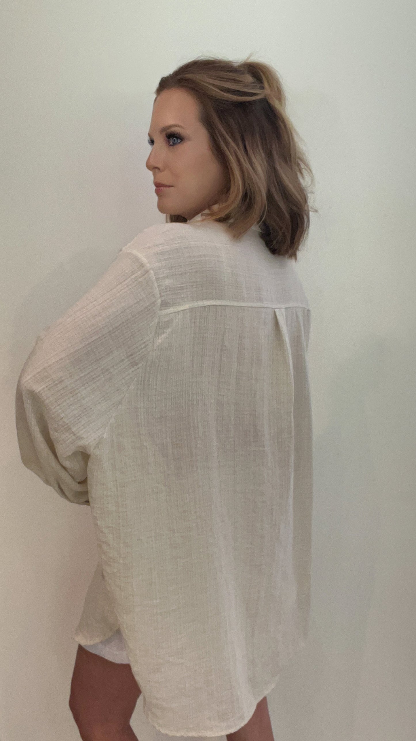 Ainsley Oversized Button Down-Natural