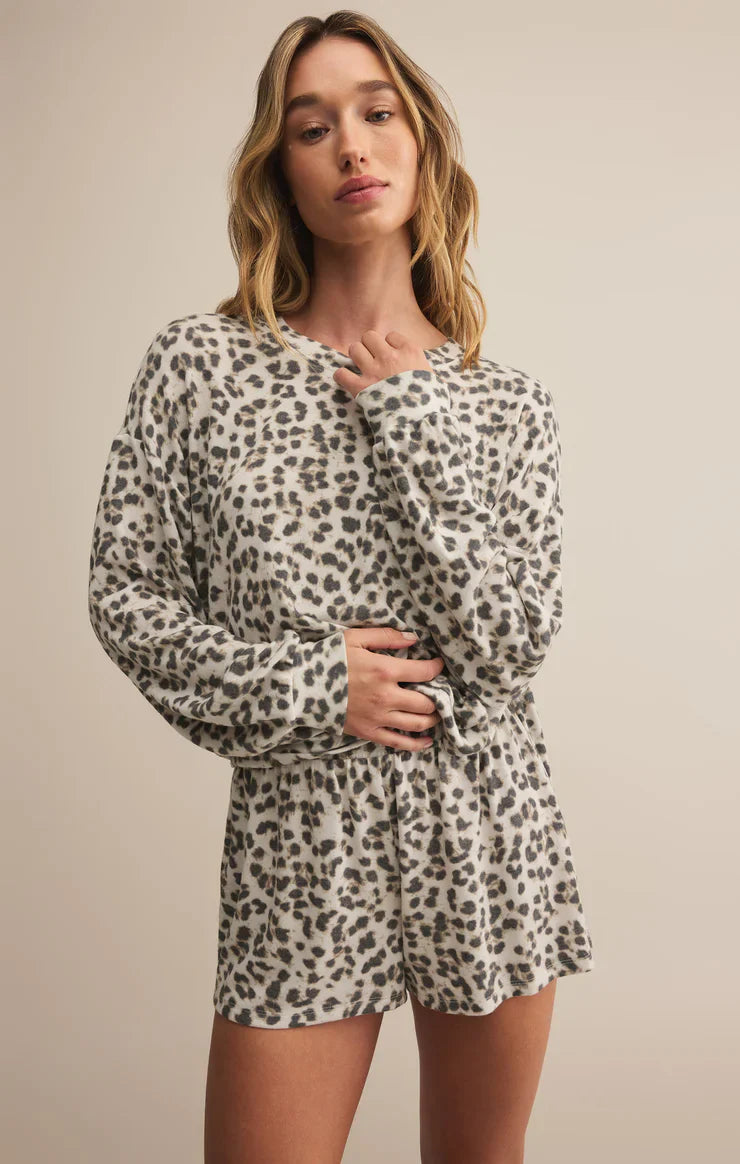 Z Supply Luxe Leopard Long Sleeve Top