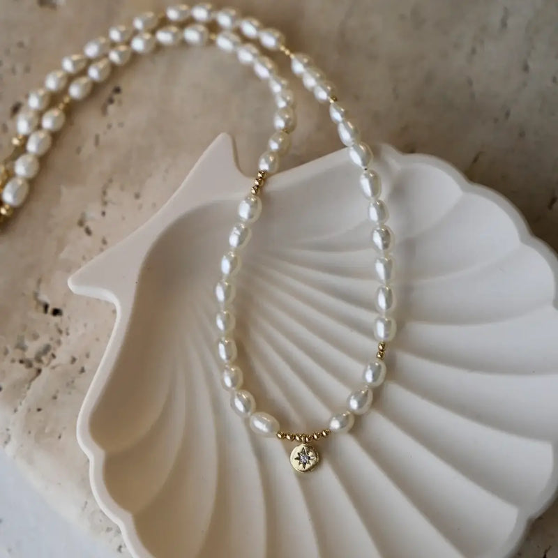 Pearl Beaded Star Necklace