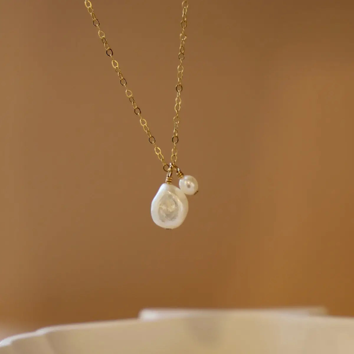 Double Pearl Drop Necklace
