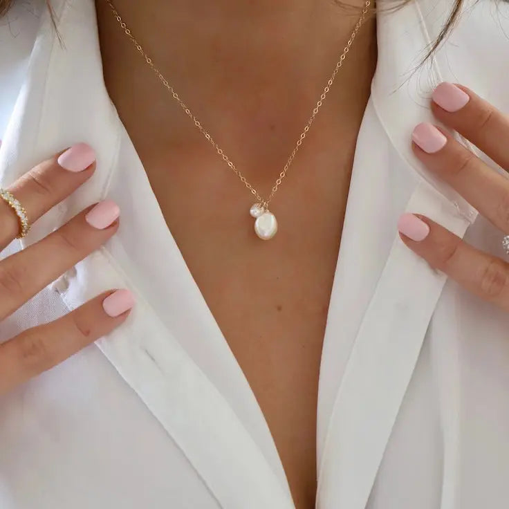 Double Pearl Drop Necklace