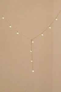 Elle Pearl Drop Lariat Necklace-Gold