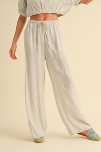 River Textured Cotton Pants-Misty Grey