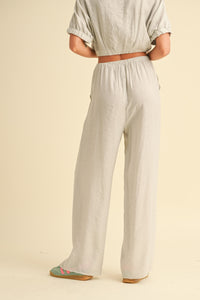 River Textured Cotton Pants-Misty Grey