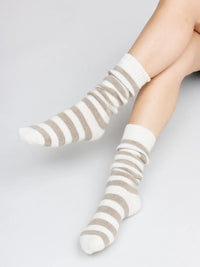 Polar Long Sock-Ecru/Taupe Stripe