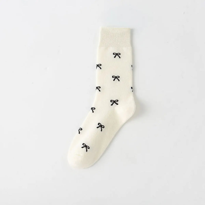 Bow Socks-White/Black