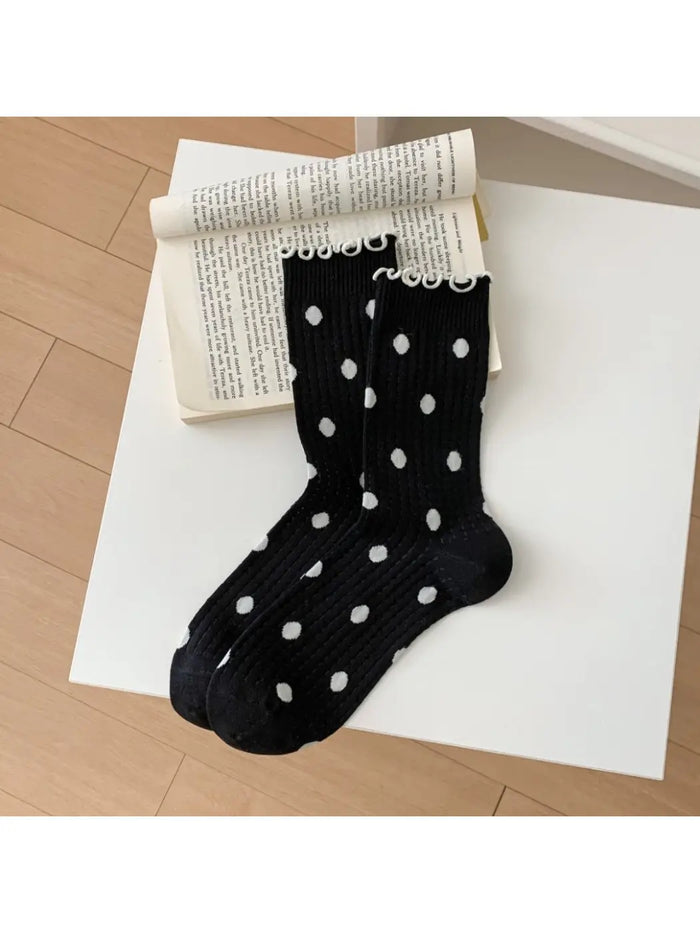 Polka Dot Socks-Black