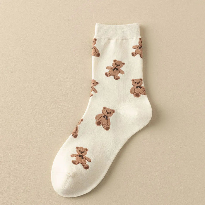Bear Socks-White/Brown