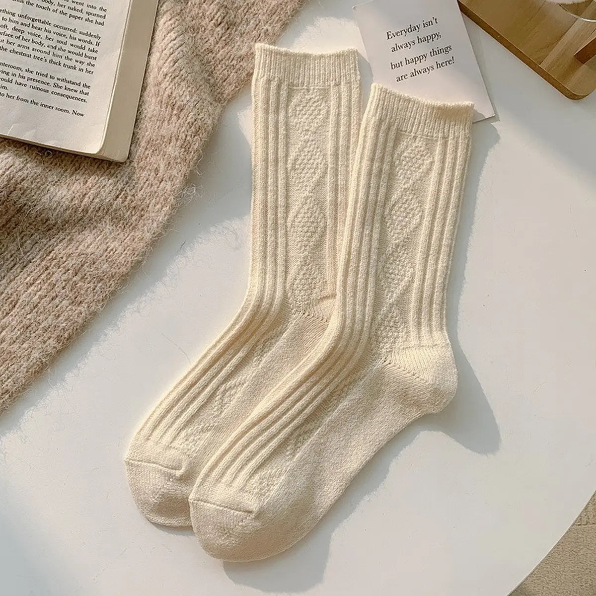 Diamond Socks-Ivory