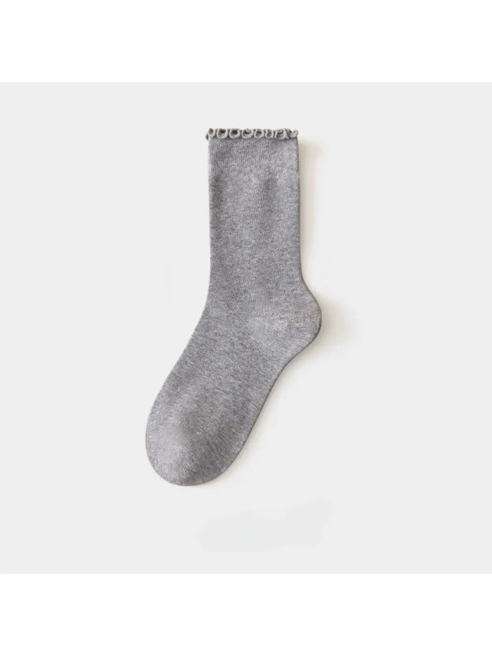 Ruffle Socks-Grey