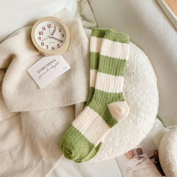 Stripe Wool Socks-Green