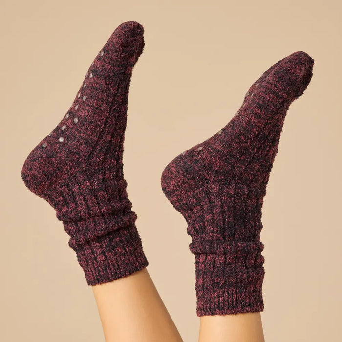 Marshmallow Crew Socks-Heathered Cherry