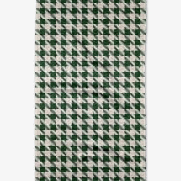 Christmas Gingham Tea Towel-Green