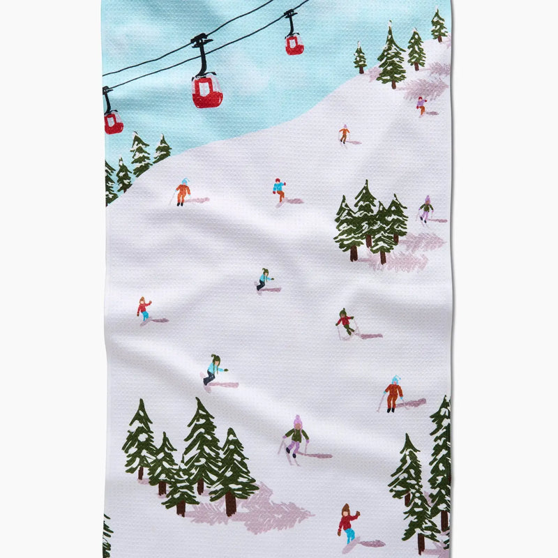 Winter Ski Trip Tea Towel
