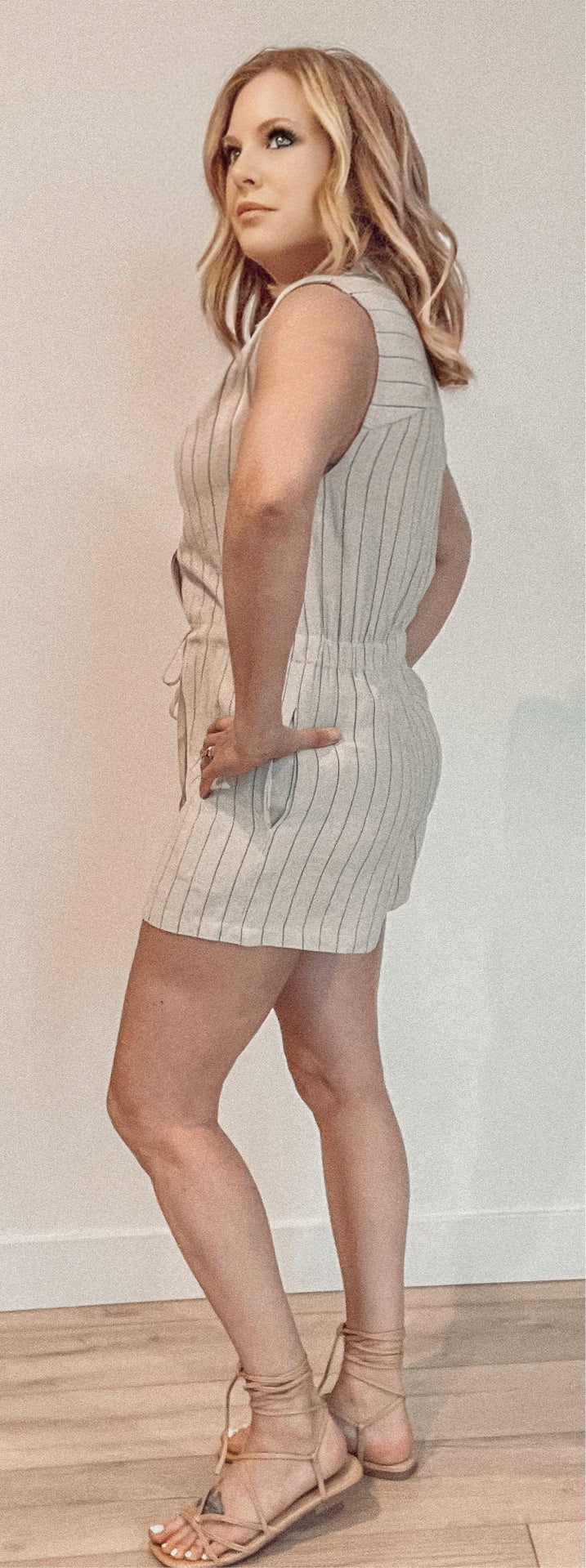 Tempe Pinstripe Linen Romper