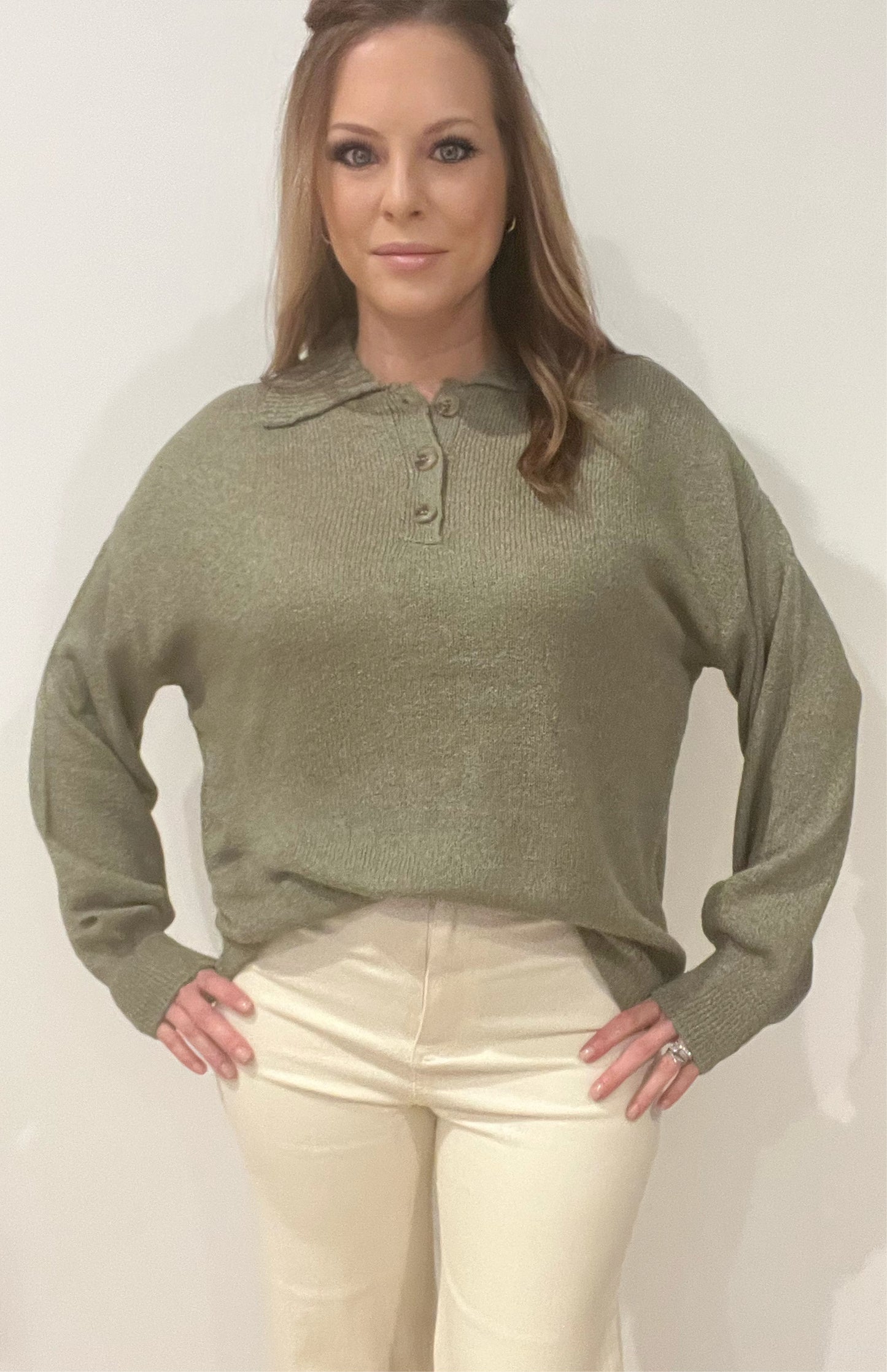 Windsor Collared Sweater-Olive