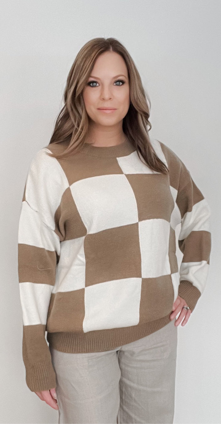 Toffee Check Sweater